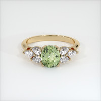 1.12 Ct. Yellowish Green Sapphire Ring, 14K Yellow Gold 1