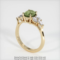1.12 Ct. Yellowish Green Sapphire Ring, 14K Yellow Gold 2