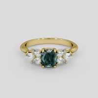 1.55 Ct. Bluish Green Sapphire Ring, 18K Yellow Gold 1