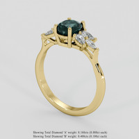 1.55 Ct. Bluish Green Sapphire Ring, 18K Yellow Gold 2