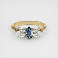 0.62 Ct. Greenish Blue Sapphire Ring, 18K Yellow Gold 1