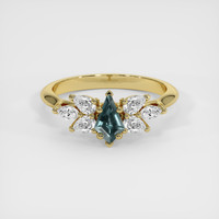 0.42 Ct. Bluish Green Sapphire Ring, 18K Yellow Gold 1
