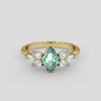 1.36 Ct. Bluish Green Sapphire Ring, 18K Yellow Gold 1