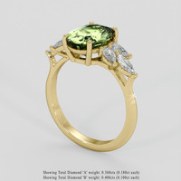 3.04 Ct. Yellowish Green Sapphire Ring, 18K Yellow Gold 2