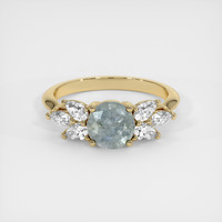 1.15 Ct. Greenish Blue Sapphire Ring, 18K Yellow Gold 1