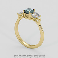 0.74 Ct. Bluish Green Sapphire Ring, 18K Yellow Gold 2