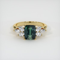 2.05 Ct. Bluish Green Sapphire Ring, 18K Yellow Gold 1
