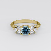 1.11 Ct. Bluish Green Sapphire Ring, 18K Yellow Gold 1