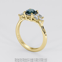 1.11 Ct. Bluish Green Sapphire Ring, 18K Yellow Gold 2