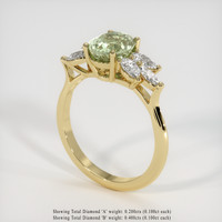 1.44 Ct. Yellowish Green Sapphire Ring, 18K Yellow Gold 2