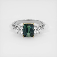 2.05 Ct. Bluish Green Sapphire Ring, 18K Yellow & White 1