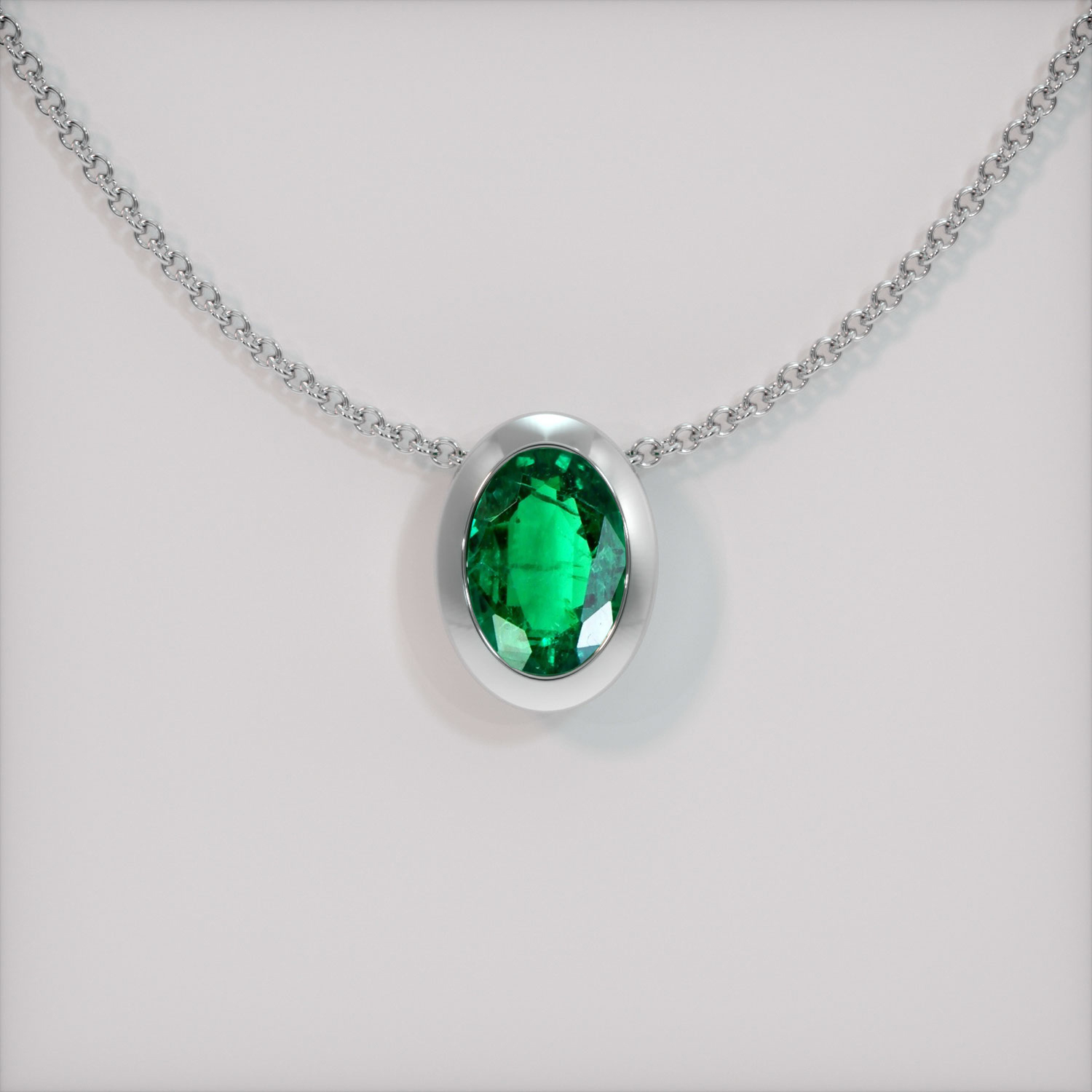 Bezel Emerald Pendant 1.21 Ct., Platinum 950