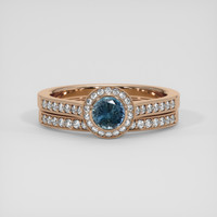 0.55 Ct. Greenish Blue Sapphire Ring, 14K Rose Gold 1