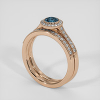 0.55 Ct. Greenish Blue Sapphire Ring, 14K Rose Gold 2