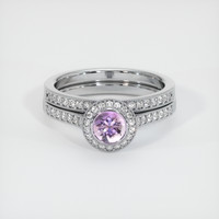 0.65 Ct. Pinkish Purple Sapphire Ring, 14K White Gold 1