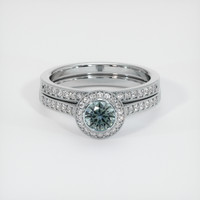 0.64 Ct. Bluish Green Sapphire Ring, 14K White Gold 1