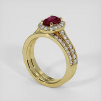 0.89 Ct. Ruby Ring, 18K Yellow Gold 2