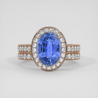 3.53 Ct. Blue Sapphire Ring, 18K Rose Gold 1
