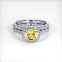 0.90 Ct. Yellow Sapphire Ring, 10K White Gold 1