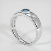 0.34 Ct. Greenish Blue Sapphire Ring, 14K White Gold 2
