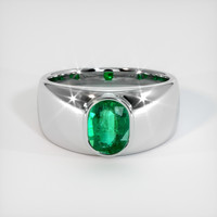 1.08 Ct. Emerald Ring, 18K White Gold 1