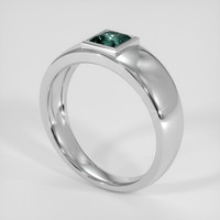 0.46 Ct. Bluish Green Sapphire Ring, 18K White Gold 2