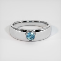 0.34 Ct. Greenish Blue Sapphire Ring, 18K White Gold 1