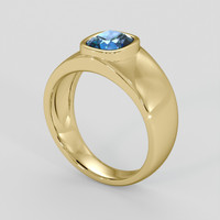 1.21 Ct. Greenish Blue Sapphire Ring, 18K Yellow Gold 2