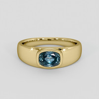 0.83 Ct. Greenish Blue Sapphire Ring, 18K Yellow Gold 1