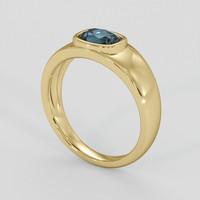 0.83 Ct. Greenish Blue Sapphire Ring, 18K Yellow Gold 2