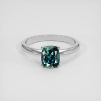 1.36 Ct. Bluish Green Sapphire Ring, 14K White Gold 1