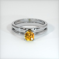 0.61 Ct. Orangish Yellow Sapphire Ring, 18K White Gold 1