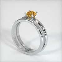 0.61 Ct. Orangish Yellow Sapphire Ring, 18K White Gold 2