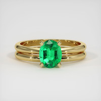 0.94 Ct. Emerald Ring, 18K Yellow Gold 1