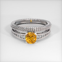0.68 Ct. Orangish Yellow Sapphire Ring, Platinum 950 1