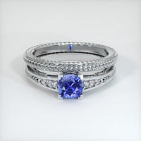 0.62 Ct. Blue Sapphire Ring, 10K White Gold 1