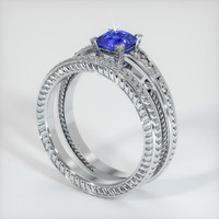 0.62 Ct. Blue Sapphire Ring, 10K White Gold 2