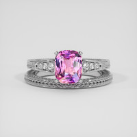 2.07 Ct. Purplish Pink Sapphire Ring, 14K White Gold 1