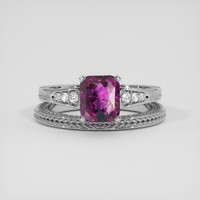 2.64 Ct. Purplish Pink Sapphire Ring, 14K White Gold 1