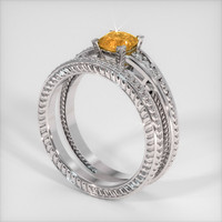 0.68 Ct. Orangish Yellow Sapphire Ring, 14K White Gold 2
