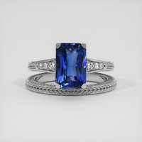 3.35 Ct. Blue Sapphire Ring, 18K White Gold 1