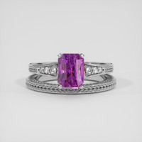 2.44 Ct. Purple Sapphire Ring, 18K White Gold 1