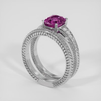 2.64 Ct. Purplish Pink Sapphire Ring, 18K White Gold 2