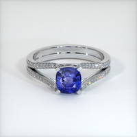 1.08 Ct. Blue Sapphire Ring, 10K White Gold 1