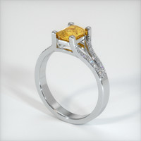 1.03 Ct. Orangish Yellow Sapphire Ring, 10K White Gold 2