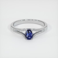 0.48 Ct. Blue Sapphire Ring, 18K White Gold 1