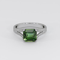 2.53 Ct. Green Sapphire Ring, 18K White Gold 1