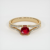 0.56 Ct. Ruby Ring, 18K Yellow Gold 1