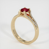 0.56 Ct. Ruby Ring, 18K Yellow Gold 2