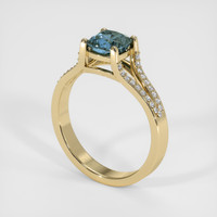 1.59 Ct. Greenish Blue Sapphire Ring, 18K Yellow Gold 2